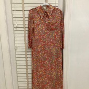 Custom-Made Vintage Couture Floral Dress (1970)